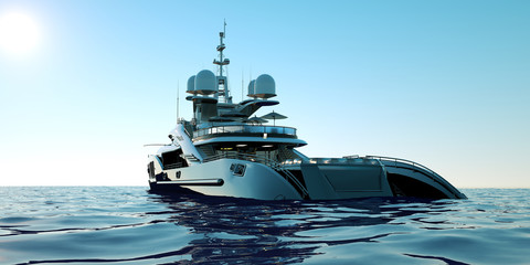 extremely detailed and realistic high resolution 3d illustration of a luxury super yacht