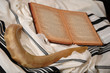 Shofar, tallit and jewish book
