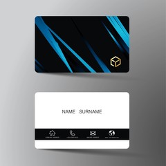 Modern business card template design. With inspiration from the abstract. Contact for company. Two sided black and white on the gray background. Vector illustration.