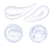 Set of transparent face gel is isolated on white. A sample of cosmetics. Smear gel for face