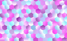 Holographic Mermaid Tail Scales Seamless Vector Pattern. Iridescent Violet, Pink And Aqua Blue Gradient Sequins Print. Glistening Fish Skin Scalloped Background. Repeating Pattern Tile Swatch Included