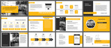 Fototapeta  - Yellow presentation templates and infographics elements background. Use for business annual report, flyer, corporate marketing, leaflet, advertising, brochure, modern style.