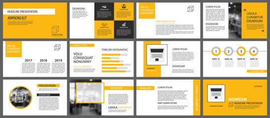Wall Mural - yellow presentation templates and infographics elements background. use for business annual report, 