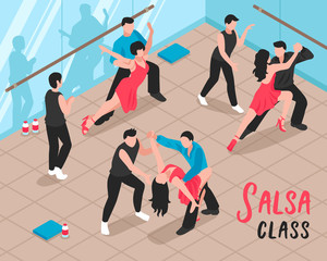 Poster - Salsa Class People Isometric Illustration