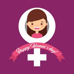 Wall Mural - female gender symbol girl happy womens day vector illustration