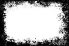 Black Grunge Texture Border Frame Over White
