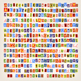 Fototapeta Pokój dzieciecy - Cutout letters numbers and symbols from newspapers and magazines for creating colorful funny messages.  