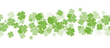 Seamless Border With Fourleaf Clover And Sparkle. St.Patricks Day. Vector Element For Covers, Frames And Your Design