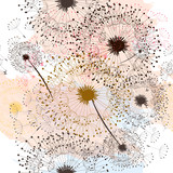 Fototapeta Dmuchawce - Floral pattern with hand drawn dandelions