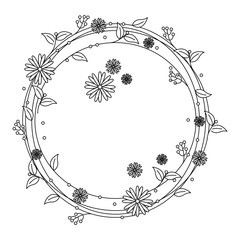 Wall Mural - circular frame with flowers decoration vector illustration design