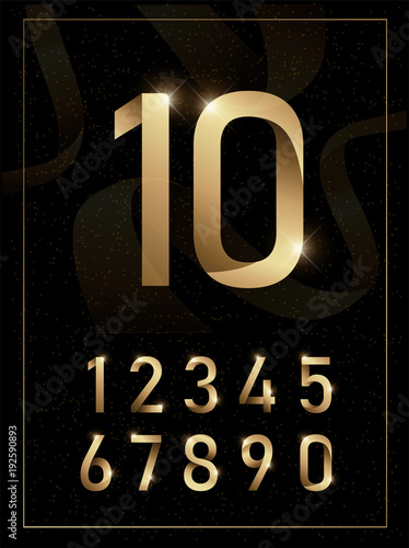 Fotografía Elegant golden metal numbers