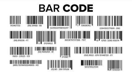 Bar Code Set Vector. Universal Product Scan Code. Isolated Illustration