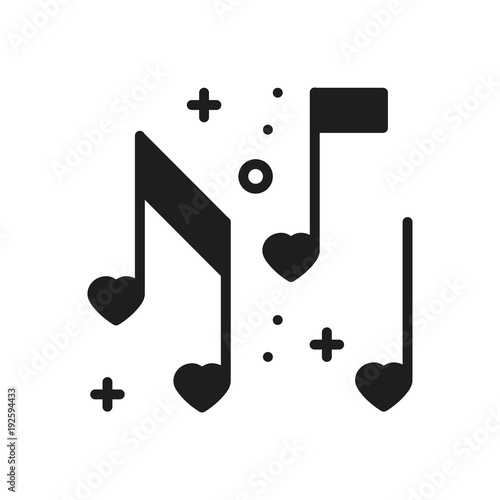Love Music Heart Notes Line Icon Sign And Symbol Disco Dance