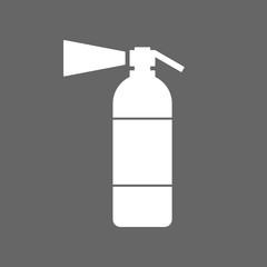 Poster - White fire extinguisher sign on black background. Vector icon.