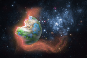 Wall Mural - alien planet visible through disturbance of space-time