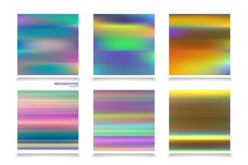 Sticker - Fluid colors backgrounds set. Holographic effect.