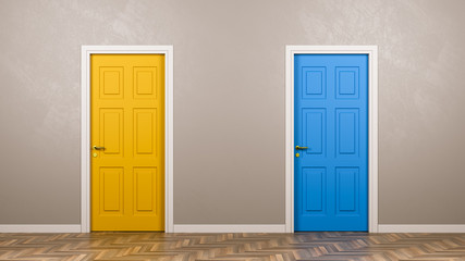 Wall Mural - Two Closed Doors in Front in the Room