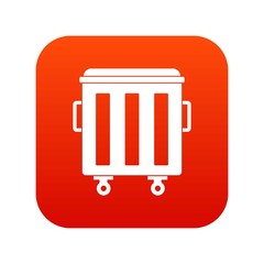 Metal trashcan icon digital red