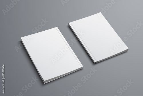 realistic mockup of two brochures with front and back covers. Poster