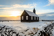 black church of budir in iceland