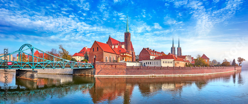 Plakat Wroclaw Poland view na wyspie Tumski i Katedra św. Jana