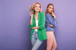Two fashionable women in nice clothes. Fashion spring summer photo