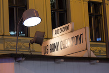 Checkpoint Charlie Berlin Germany At Night
