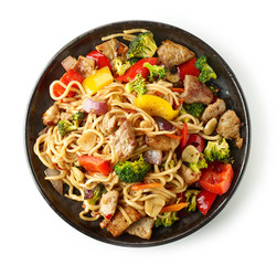 Wall Mural - Noodles with meat and vegetables