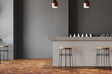 Gray Wall Bar And Cafe Interior