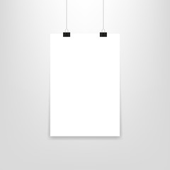 Wall Mural - Poster hanging paper, in mockup style, vector