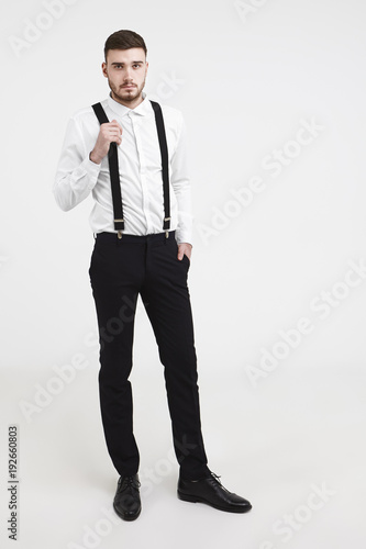 black suspenders outfit