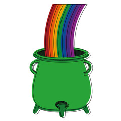 Sticker - pot with rainbow icon vector illustration graphic design