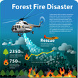 Vector illustration, info graphic forest fire disaster
