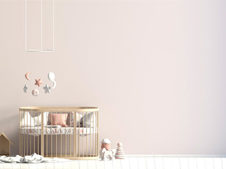 Interior of the childroom. sleeping place. 3d illustration. Mock up wall