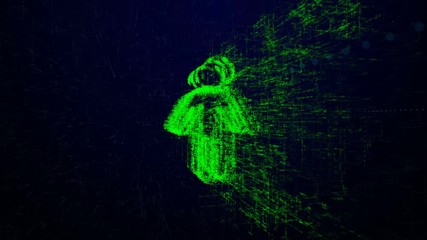 Wall Mural - Man icon consisting of interactive digit and symbol. People icon in digital cyber space