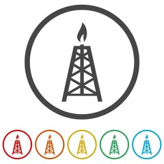 Oil rig, Oil Gusher icon, 6 Colors Included