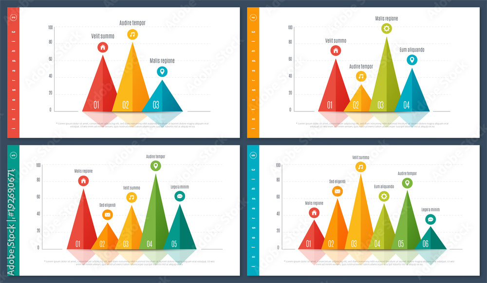 Infographic bar chart templates with 3 4 5 6 options. Vector designs ...