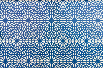 arabic style pattern blue lines on white background