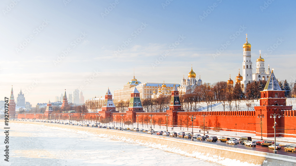 Obraz na płótnie winter panorama of the Moscow Kremlin, Russia w salonie