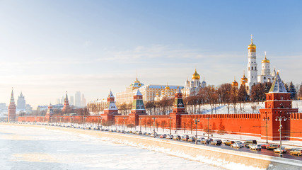 winter panorama of the Moscow Kremlin, Russia