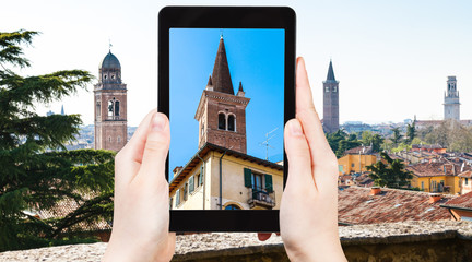 Poster - tourist photographs towers of Verona city