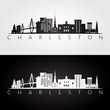 Charleston usa skyline and landmarks silhouette, black and white design, vector illustration.