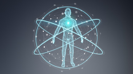 Digital x-ray human body scan background interface 3D rendering