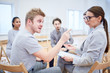 © pressmaster - Angry young man pointing at female psychologist during psychological session