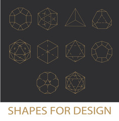 Wall Mural - White Stroke Geometric Shapes Icons