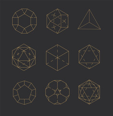 Poster - White Stroke Geometric Shapes Icons