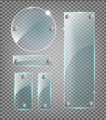 Wall Mural - vector modern transparent glass plates set on sample background.