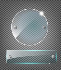 Wall Mural - vector modern transparent glass plates set on sample background.