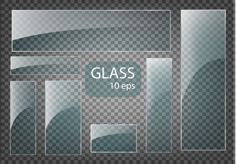 Wall Mural - vector modern transparent glass plates set on sample background.