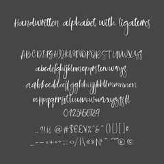 Wall Mural - Modern calligraphy alphabet. Handwritten brush letters. Uppercase, lowercase. Hand lettering font for your design: wedding calligraphy, logo, slogan, window decor, postcard, greeting card